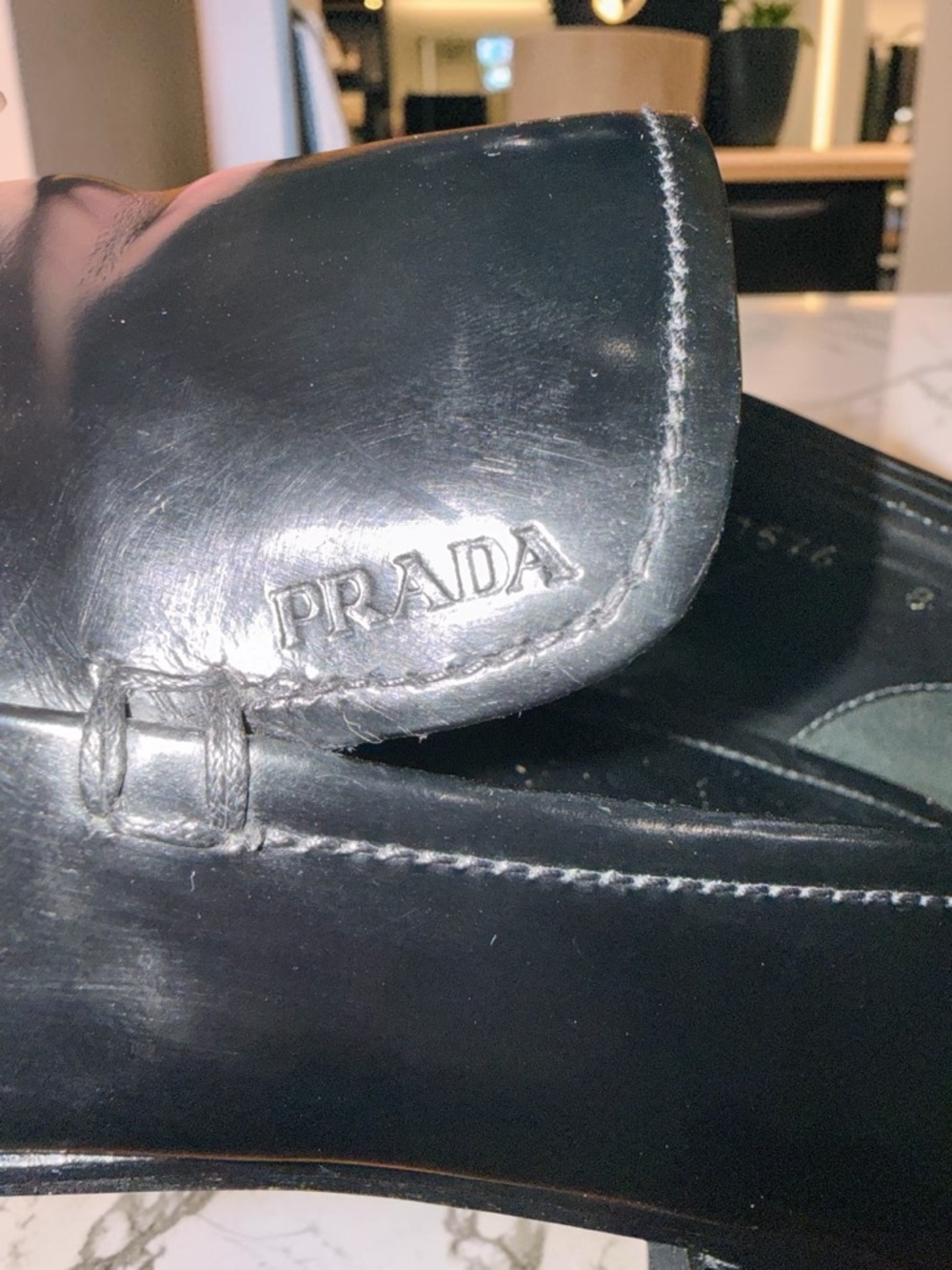 Authentic Prada Milano/Mens black leather slip on loafers/luxury dress shoe - Picture 5 of 11